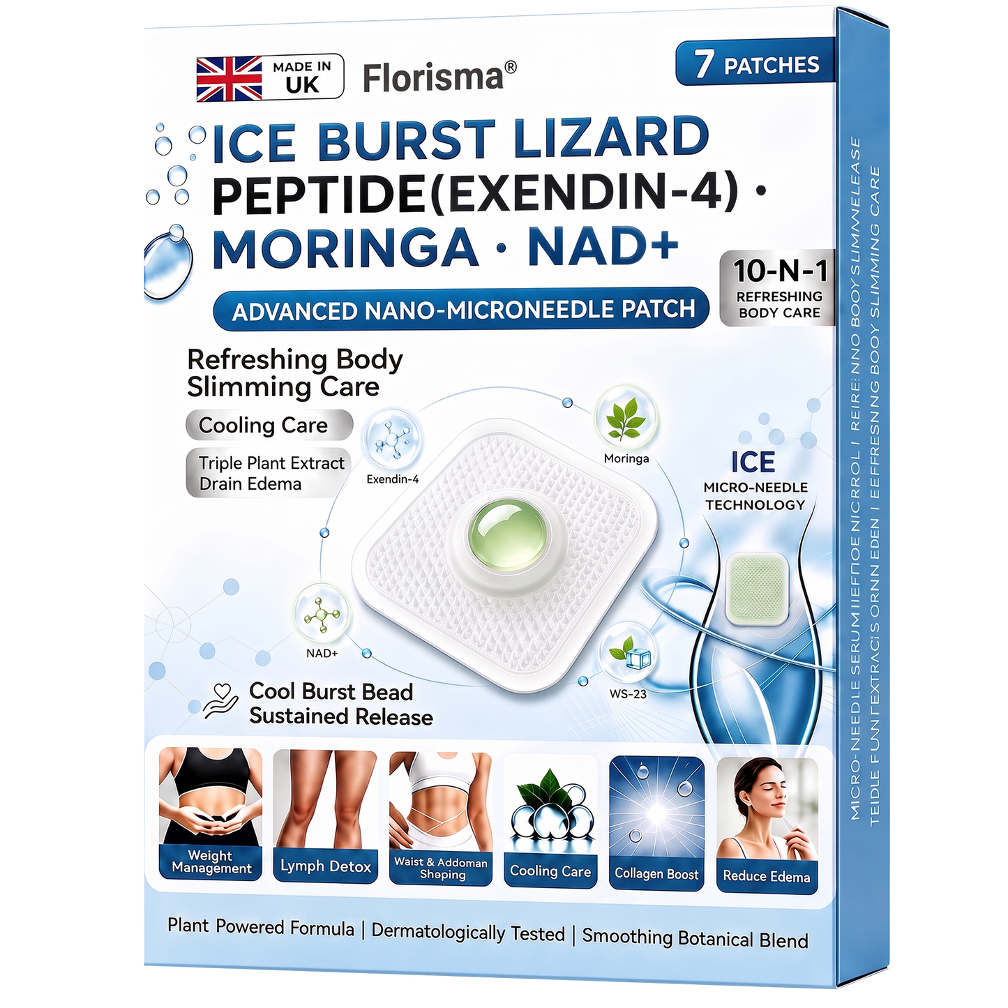 Official U.K. Store | 𝑭𝙡𝒐𝒓𝓲𝒔𝓶𝓪® ICE BURST LIZARD PEPTIDE (Exendin-4)・Moringa・NAD+ Advanced Nano-Microneedle Patch 🌞